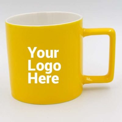 Yellow White Ceramic Mug