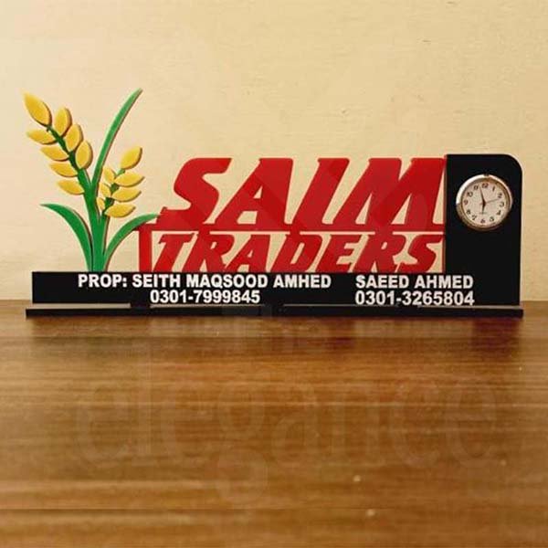 Company Logo Acrylic Table Clock Decor The Elegance