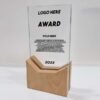 Crystal Shield with Wide Wooden Base corporate thank you gifts