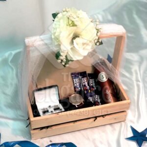 Employee Eid Wooden Basket for Corporate Gifts