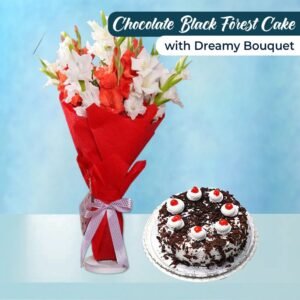 Buy Premium Quality Dreamy Imported Flowers Bouquet with Black Forest Cake Online Corporate Gifts in Pakistan