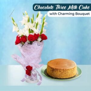Three Milky Cake with Charming Imported Flower Bouquet Online Corporate Bulk Gifting for Employees in Pakistan