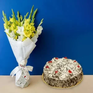 Vibrant-Bouquet-and-Black-Forest-Cake-Bulk Gifting for Clients and Employees in Pakistan
