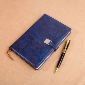 Personalized Blue Leather Dairy and Pen Online Corporate Gifts for Clients in Pakistan