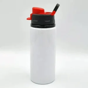 600ml White Aluminum Bottle with Red Cap