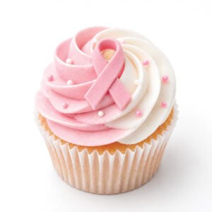 Breast Cancer Awareness Pink Ribbon Cupcake