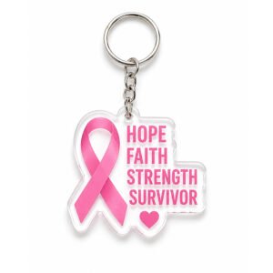 Breast Cancer Awareness Acrylic Ribbon Keychain