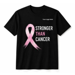 Stronger Than Cancer Breast Cancer Awareness Round Neck T-Shirt