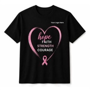 Hope Faith Strength Courage Breast Cancer Awareness T-Shirt