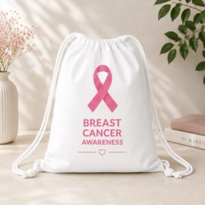Breast Cancer Awareness Drawstring String Bag