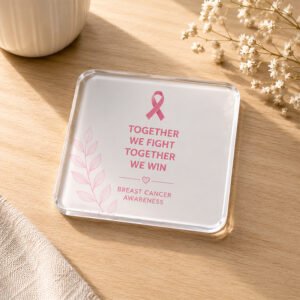 Breast Cancer Awareness Acrylic Tea Coaster