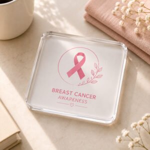 Breast Cancer Awareness Acrylic Tea Coaster