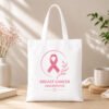 Breast Cancer Awareness Pink Ribbon Canvas Tote Bag